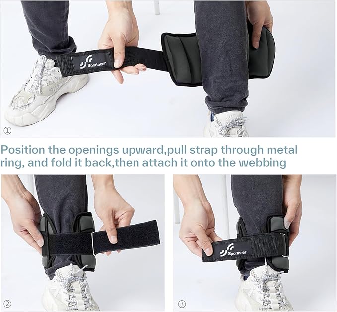 Sportneer Adjustable Ankle Weights Set - 1 Pair (2-10 lbs) Removable Sandbags for Women & Men, Comfortable Neoprene Leg Weights for Walking, Running, Pilates, Yoga, Home Workout & Physical Therapy