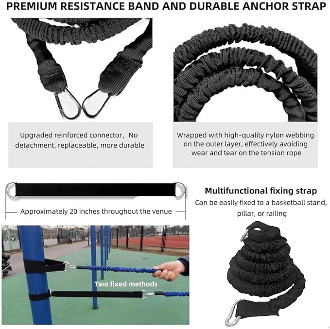 Resistance Speed Training Set, 8pcs Exercise Explosive Force Bounce Physical Equipment Double Rope Improve Agility Power Strength for Jumping Basketball Tennis Football Volleyball