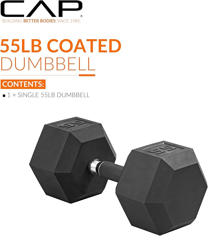 CAP Barbell Coated Hex Dumbbell Weight - Single | 10-120 lbs | Multiple Options