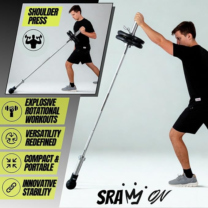 Landmine Attachment for Barbell Set 2 Inch – Landmine Ball with Rotating Strap Handle, Multi-Grip Row, Press & Squat Attachment for Home Gym Strength Training, T bar Row.
