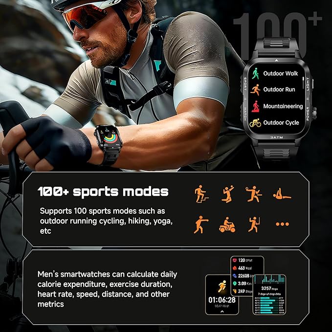 Smart Watch for Men Fitness Tracker - Professional Waterproof Bluetooth Calling Sports Watch, Sleep Monitor, Spo2 & Heart Rate Monitor, Compatible with Android and iOS