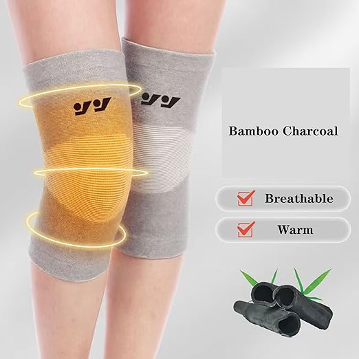 Bamboo Knee Compression Sleeve - Bamboo Knee Sleeves for Men Women - Anti-Slip Compression Knee Sleeve - Elastic Sport Warm Knee Brace (Gray, Medium)