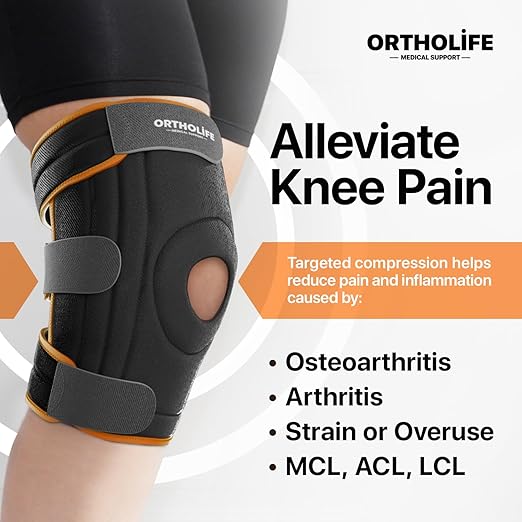Knee Brace for Women and Men – Knee Compression Sleeve for Meniscus Tear, ACL, Arthritis Pain Relief, Patella Pad & Side Stabilizers – Please Check How To Size Video (Orange, Large)