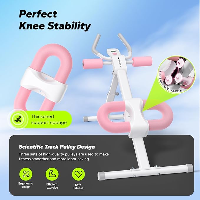 MERACH Ab Machine, Ab Workout Equipment, Adjustable Ab Trainer Machine for Abs Workout at Home Gym, Foldable, Knee Protection, Abdominal Trainer for Stomach Workout