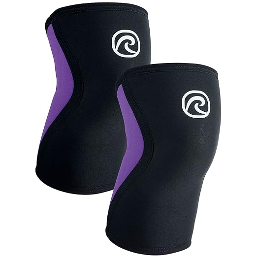 Rehband Knee Sleeve 3mm Neoprene, Lightweight Knee Brace for Endurance and Ball Sports, Unisex Compression Starter Knee-Sleeves, Breathable Running Knee Support, Colour:Purple - 1 Pair, Size:Small