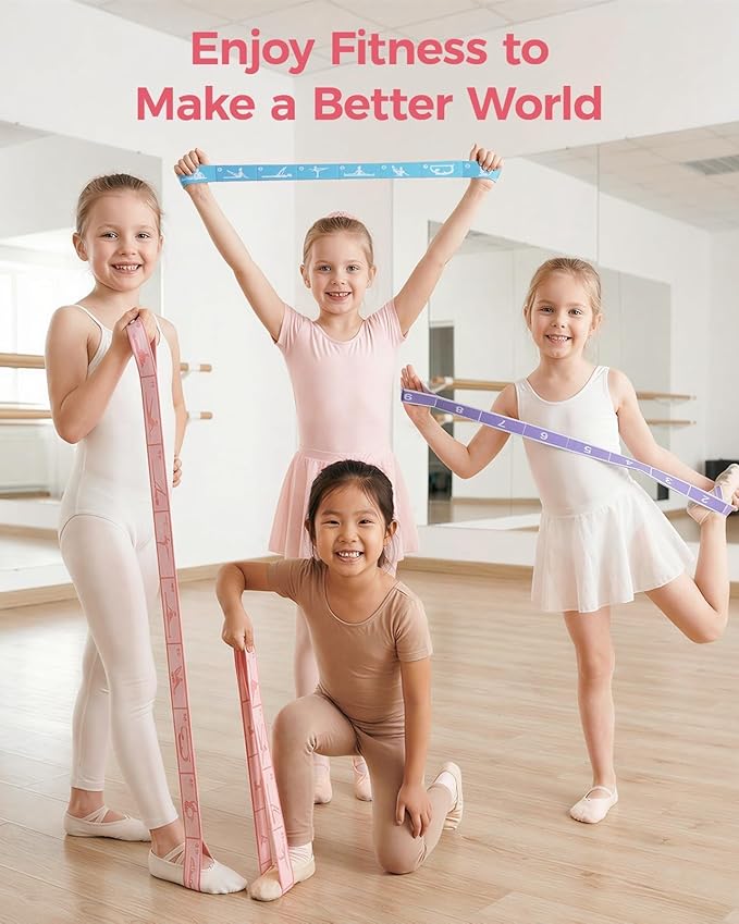 Slim Panda 2 PCS Kids Dance Stretch Strap,Multi-Loop Elastic Strap for Ballet, Latin, Gymnastics, Yoga, Children Flexibility Training & Exercise Resistance Yoga Band
