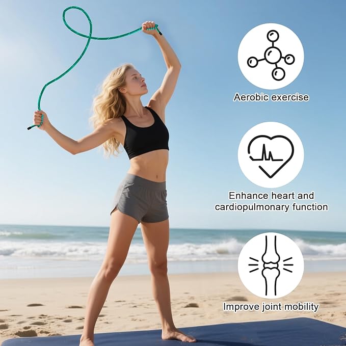 Flow Rope Exercise Jump Rope For Fitness, Working Out, Flow with 9 Ft Adjustable Double Woven Workout Rope For Men, Women, Beginners' Training – Indoor & Outdoor Cardio