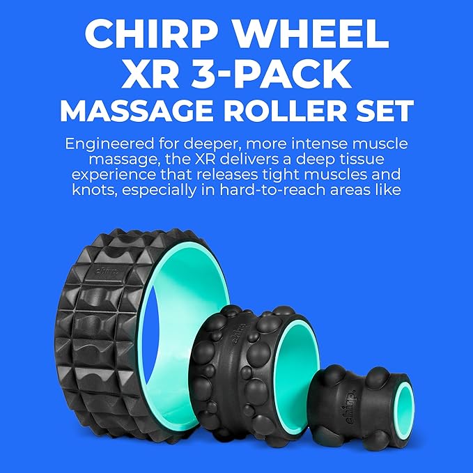 Chirp Wheel XR 3P Massage Roller Set - 10” Acupressure, 6” Knot-Kneading Thumb, 4” Neck & Headache Tension Relief, High Density Foam Massage Rollers for Back & Neck Pain, 500lbs Capacity, Mint