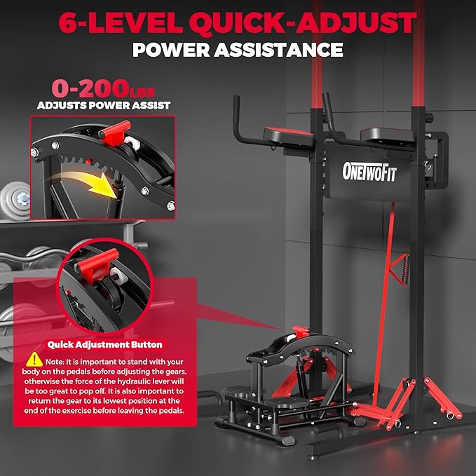 ONETWOFIT Pull Up Assistance Machine 660 LBS, Multi-Function Adjustable Power Assist for Pull Up Bar/Power Tower/Dip Station/Gymnastic Bar, Home Gym Strength Training Fitness Equipment