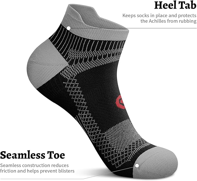 PAPLUS Compression Socks for Men & Women, 2/4/6 Pairs Ankle Running Socks with Arch Support, Ankle Support, Plantar Fasciitis