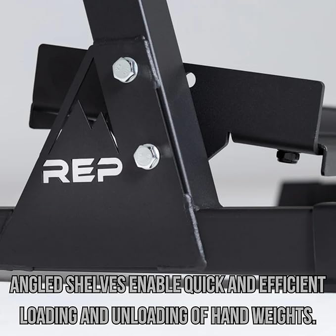 Rep Fitness Dumbbell Rack, 3-Tier, Fits 5-50 lb Sets, Metallic Black