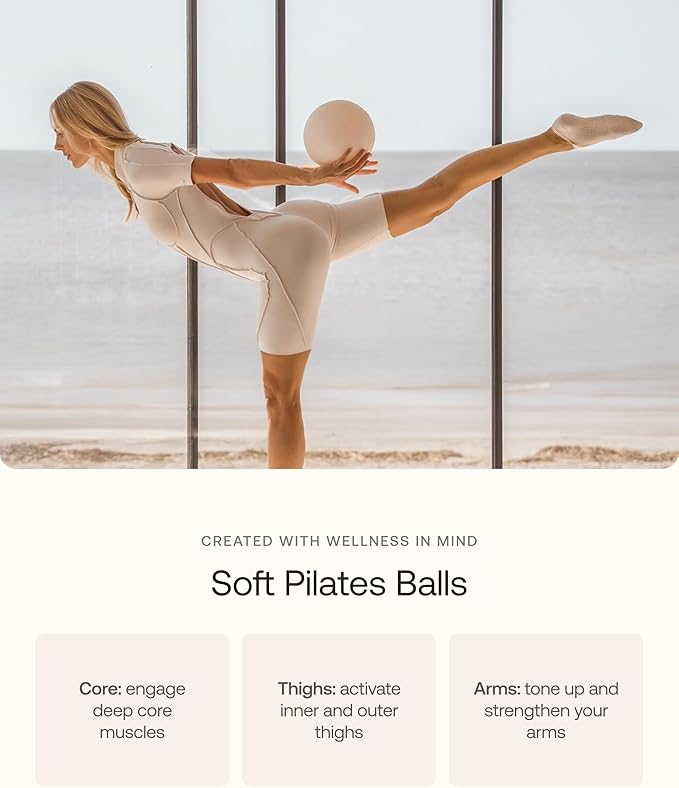 BetterMe Soft Pilates Ball – 8 Inch Mini Exercise Ball for Pilates, Yoga & Core Training – Small Stability Ball for Women – Portable Workout Tool