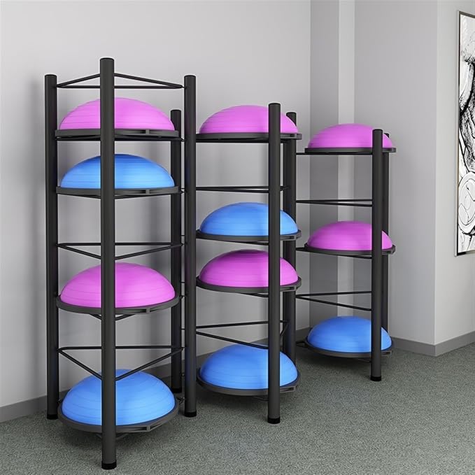 Stability Ball Holder Storage Rack, Black Exercise Yoga Balls Holder Organizer for Bosu Slam Bowling Medicine Balls, 0.7m 1.3m 1.6m 1.9m Tall Half Balance Ball Floor Stand Gym Equipment ( Color : Blac