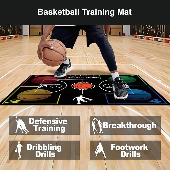 Basketball Training Equipment, Agility Footwork Training Mat, Dribble Trainer, Basketball Practice Aids to Improve Speed, Strength and Coordination