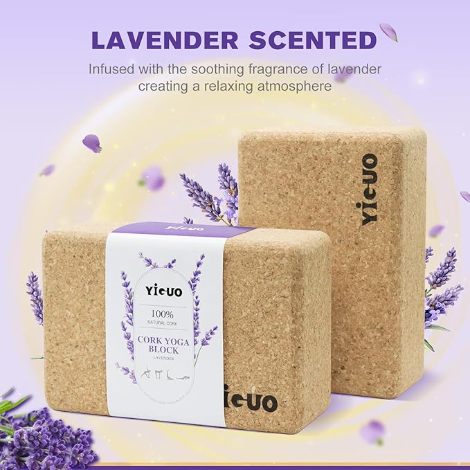 YIGUO 2 Pack Cork Yoga Blocks | Natural Eco-Friendly High Density Non-Slip Yoga Blocks for Women & Men | 9x6x3 Inches for Yoga, Pilates, Stretching