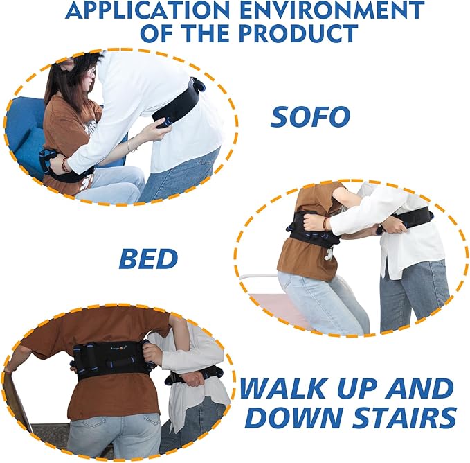2PCS Gait Belt, Gait Belts for Seniors, Gait Belt with Handles, Gate Belts Medical for Elderly, Transfer Belt for Elderly, Lift Belt Physical Therapy Strap, Medical Safety Patient Assist (7&3 Handles)