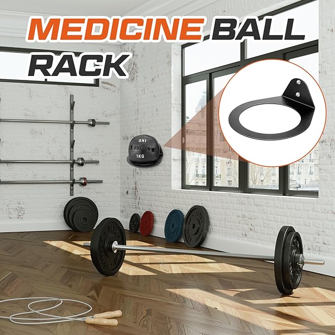 Gisafai Medicine Ball Holder Storage Wall Mounted Slam Med Exercise Ball Rack 8.9 in Inside Diameter, 88 Lbs for Gym Heavy Duty Basket Sports Garage Home Commercial