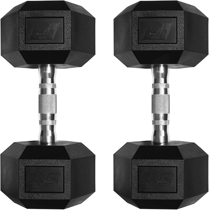 Ritfit 5-650 LBS PVC Encased Hex Dumbbell Sets with Optional Rack for Home Gym, Hand weight with Chrome Handle for Strength Training,Workouts