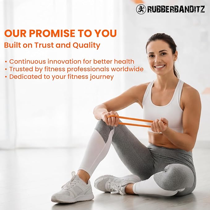 Rubberbanditz Extra Thick Booty Bands - for Glutes and Legs Workouts - Includes eGuide for Women - Mini Loop Exercise Band Engages HIPS, Thighs, Butt, and Abs - 5 Mini Resistance Band Sizes 5-100 lbs