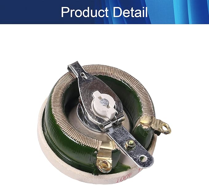 Jutagoss 25W 1K Ohm Rheostat, Wirewound Ceramic Potentiometer, Round Variable Sliding Resistor with Black Knob, Adjustable Resistor 1Pc
