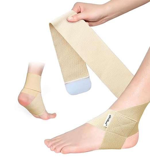 HiRui Ankle Support Brace for Men & Women, Adjustable Compression Strap for Sprains, Plantar Fasciitis, Achilles Tendonitis, Running, Workout, Sports – Fits Left & Right Foot (2, Khaki, Medium)