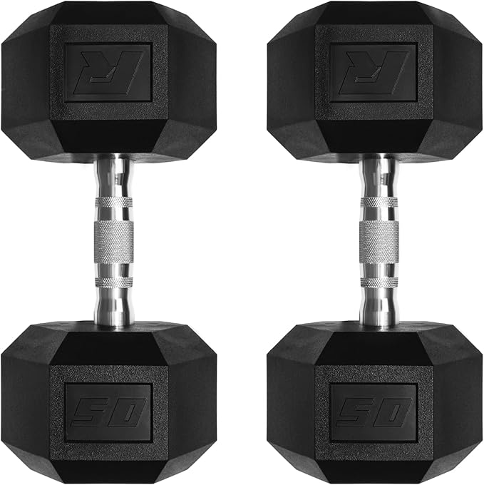Ritfit 5-650 LBS PVC Encased Hex Dumbbell Sets with Optional Rack for Home Gym, Hand weight with Chrome Handle for Strength Training,Workouts