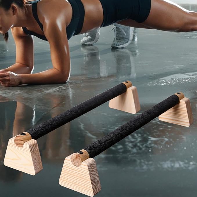 Colaxi 2Pcs Push up Bar Parallettes Bar for Adults Non Slip Base Exercise Home Workout Equipment Wood Push up Stand for Strength Training, Planks Calisthenics, Floor Workouts