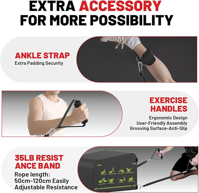 PAPABABE Hip Thrust Bench & Fitness Accessories Set, All-in-One Glute Box, Angled Hip Thrust Box with Anti-Slip Tread, Durable Jump Box at Home Gym, Core & Ab Workout Strength Training