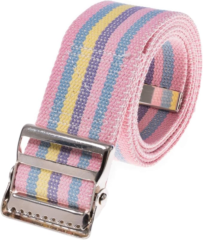 COW&COW Transfer and Gait Belt with Metal Buckle - Transfer Walking and Standing Assist Aid for Caregiver Nurse Therapist 2 inches (Rainbow, 54 Inch(Pack of 1))