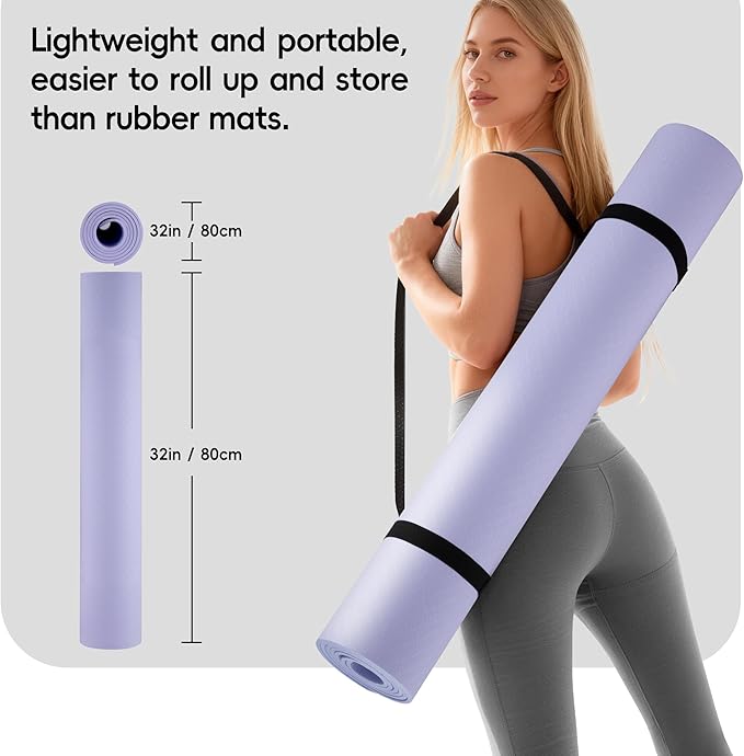 Extra Wide Yoga Mat 72"x 32" - Non Slip TPE Exercise Mat for Home Workout, 6mm High-Density Large Yoga Mat for Men & Women, Eco Friendly Pilates & Fitness Floor Mat with Carry Strap