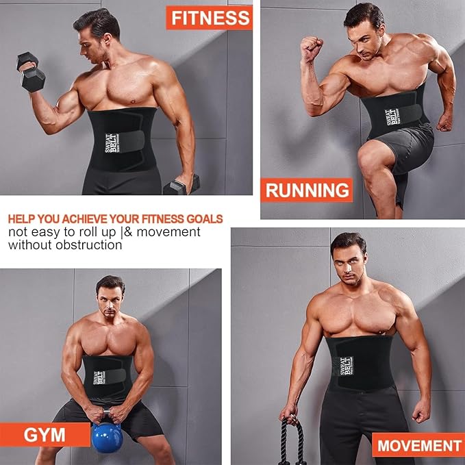 AMZBOSS Waist Trainer for Women & Men, Waist Sweat Band, Belly Band Sweat Belt, Stomach Wrap, Body Shaper Belt