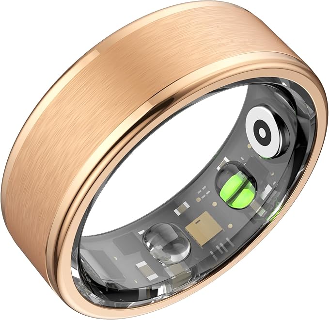 Smart Ring for Women Men,Fitness Ring with 24/7 Activity Tracking,Stress,Sleep Monitoring,No APP Subscription Fees,Compatible with iOS & Android, HarmonyOS Rose Gold, 13#