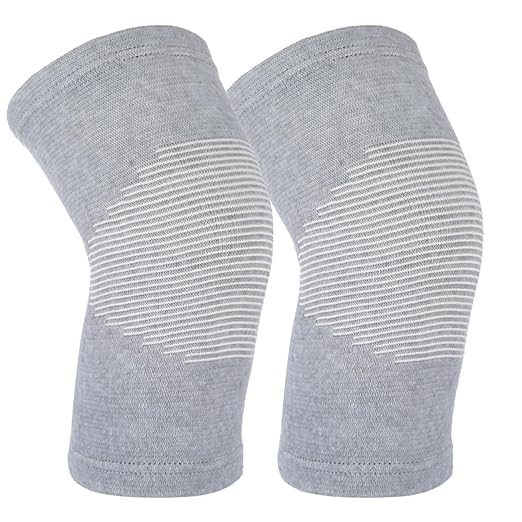Bamboo Knee Sleeve, Breathable Compress Bamboo Knee Sleeves Elastic Warm Knees Brace Relieve Knees Pain Leg Sleeves for Women Men Running Volleyball Gym Weightlifting(Large)