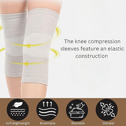 Wonder Care 2-Pack Bamboo Knee Compression Sleeve for Men and Women, Compression Knee Sleeve for Running, Volleyball, Gym Weightlifting Made from Bamboo Yarn, Perfect Knee Brace for Knee Pain and Enhanced Comfort - 1 Pair