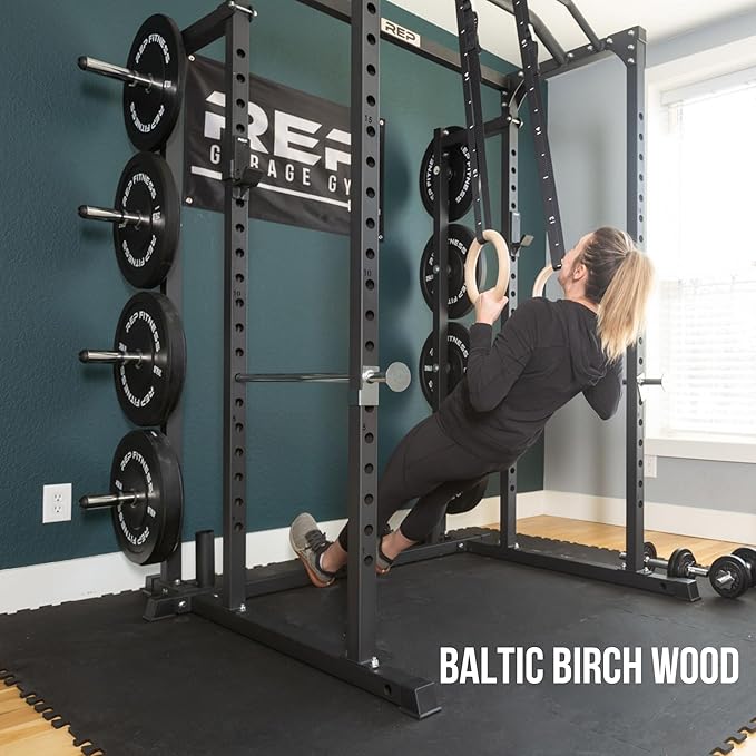 REP Fitness Wood Gymnastic Rings with Numbered Heavy Duty Adjustable Straps - Perfect for Cross-Training Workouts, Gymnastics and Conditioning