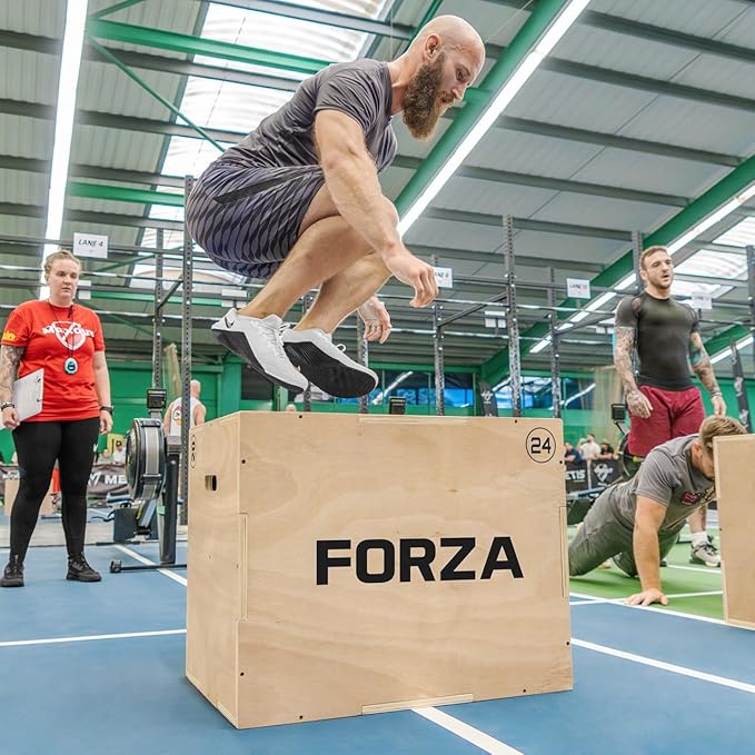 FORZA 3-in-1 Plyometric Jump Box – Strength Training Equipment | Indoor Wooden Box Training Tool | 20" 24" 30" (51cm 61cm 76cm) Plyo Box