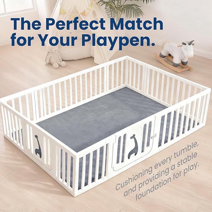 Huloo Sleep Baby Play Mat for Floor,Extra Large 71"×79" Playpen Mat for Toddler,Infant,Kids,1.3" Thick Non-Slip Nursery Rug,Water Repellent Soft Padded Activity Mats for Tummy Time, Crawling,Playroom(Dark Grey)