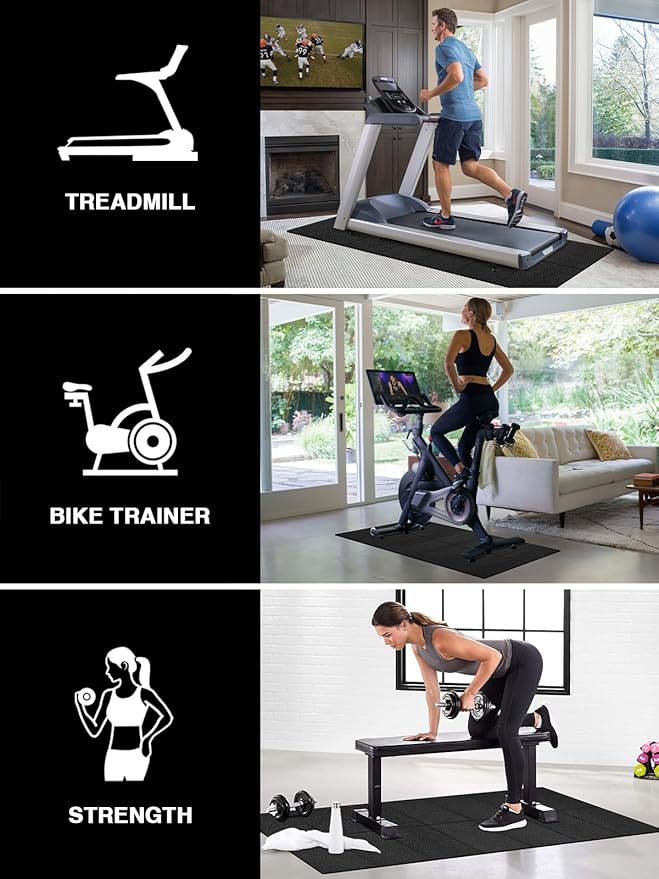 Treadmill Mat 55"x25", WERCHO Foldable Walking Pad Mat for Carpet Hardwood Floors 6mm Heavy-Duty Exercise Equipment Mat for Treadmil Pad,Spin Bike, Elliptical Trainer, Home, Gym