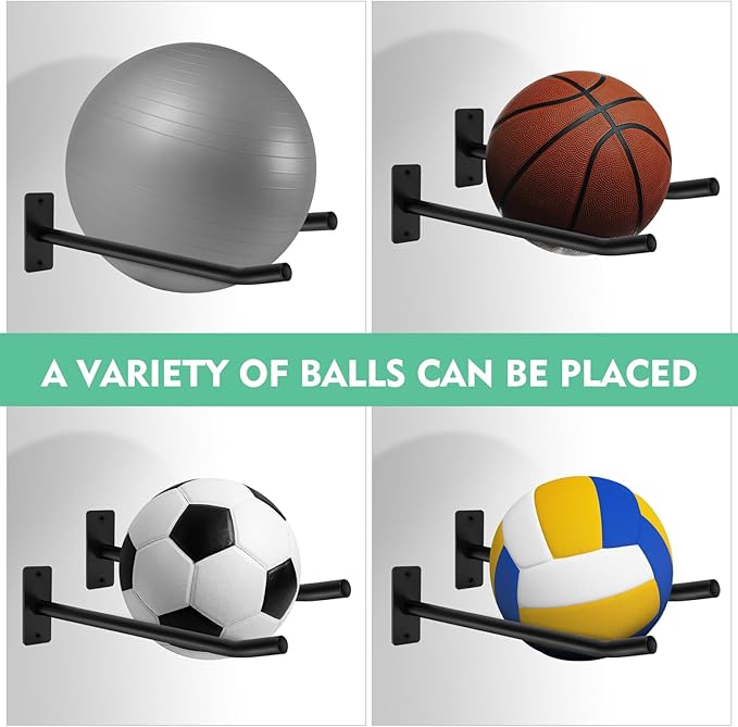 Medicine Ball Rack,Exercise Ball Holder,Wall Rack for Gym Garage Storage Yoga Ball,Suitable for Yoga Ball/Stability Ball/Barre Ball/Yoga Block/Volleyball/Basketball