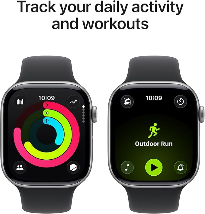 Apple Watch Series 11 [GPS 46mm] Smartwatch with Space Grey Aluminium Case with Black Sport Band - M/L. Sleep Score, Fitness Tracker, Health Monitoring with AppleCare+ (2 Years)