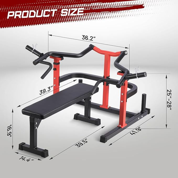 GarveeLife Chest Press Machine with Adjustable Flat Bench,Versatile Bench Press Rack for Home Gym,Bench Press Machine with Independent Converging Arms,Heavy-Duty Steel Structure with Smooth Bearings