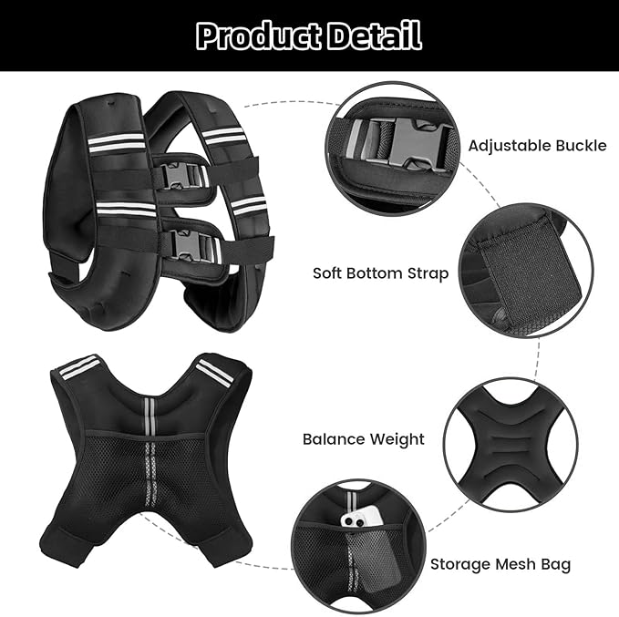 Weighted Vest for Women & Men, Adjustable 8lb/12lb/16lb/20lb – Reflective Weight Vest for Running, Walking, Strength Training, Jogging & Workout – Women’s Weighted Vests for Walking and Fitness