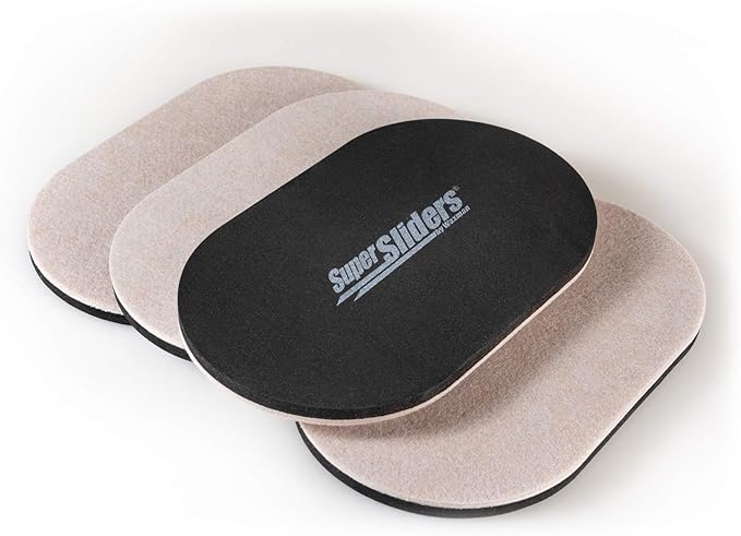 Super Sliders 5-3/4" x 9-1/2" XL Oval Reusable Felt Furniture Sliders for Hard Surfaces, Anti-Slip Protective Furniture Moving Pads for Beds, Sofas, Dressers, Set of 8, Beige
