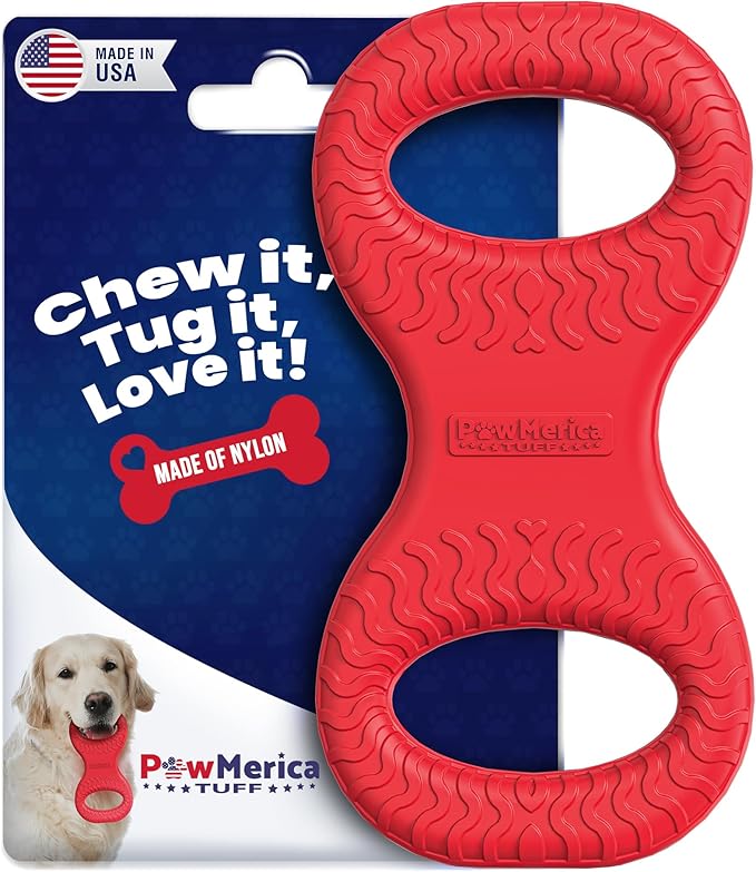 Tug – Indestructible Dual-Handle Dog Toy – Durable Nylon Tug-of-War for Strong Chewers – Pull Chew Toy for Interactive Play, Fetch, and Chewing – Pet Safe & Made in USA (8 x 4 Inches)