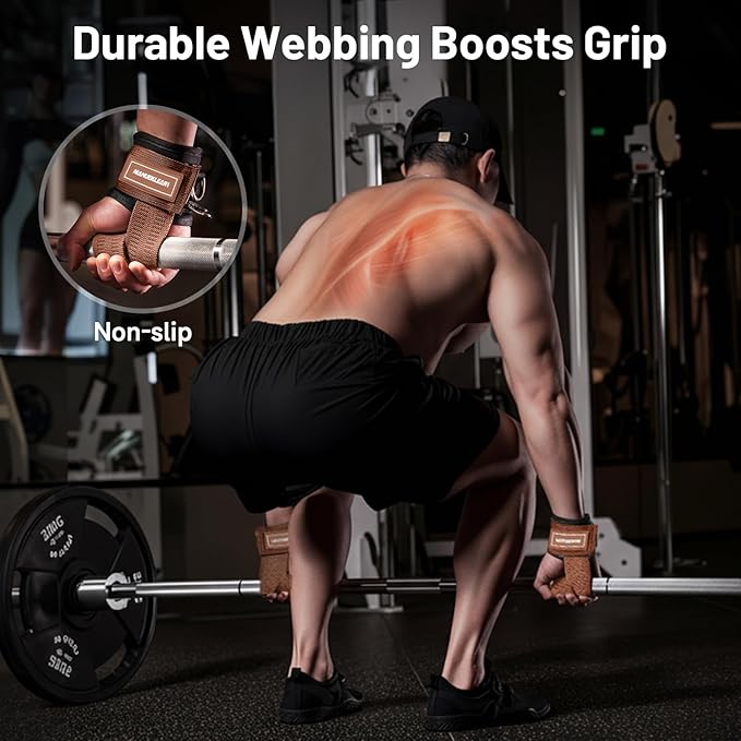 MANUEKLEAR Non-Slip Wrist Straps for Weightlifting Deadlifting, Gym Lifting Straps with D Rings for Cable Machine Workout, 10mm Neoprene Padded Weight lifting Wrist Wraps for Men Women