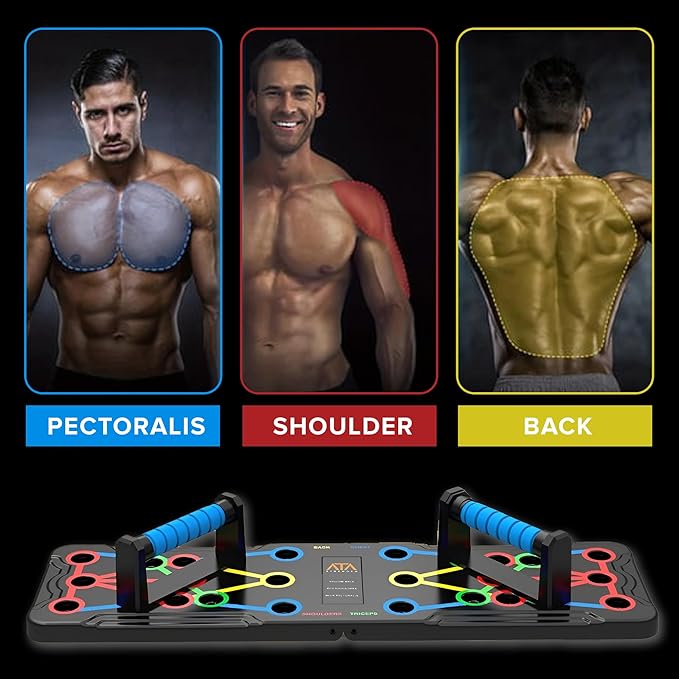ATA-Strength Heavy-Duty 15-in-1 Foldable Push Up Board gym gift for men and women with Adjustable Grip Strengthener, skipping Rope, and 3 Resistance Bands Comprehensive Home Workout System for Targeted Muscle Training and Enhanced Grip Strength