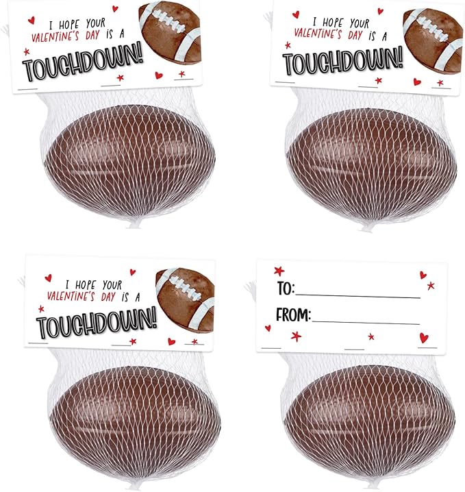 Football Valentines Sports Balls - Valentine's Day Cards for Kids School Classroom - Valentine's Day Gifts for Kids Class Exchange