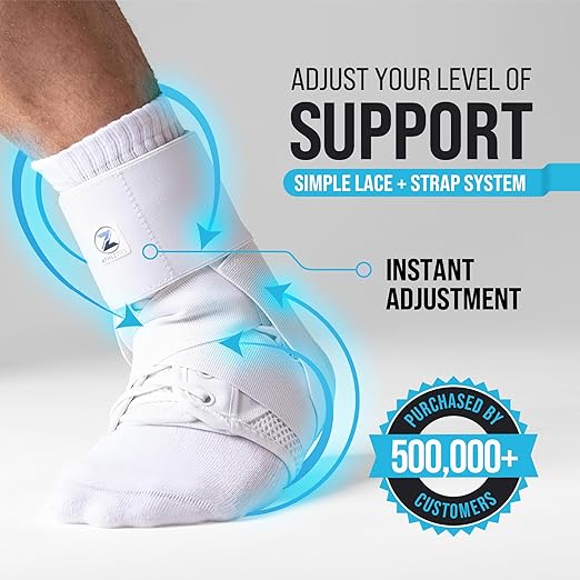 Z ATHLETICS Ankle Brace for Women & Men - Lace Up Adjustable Support with Side Stabilizers for Sprained Ankle, Achilles Tendonitis Relief | Basketball, Volleyball, Running & Sports Recovery