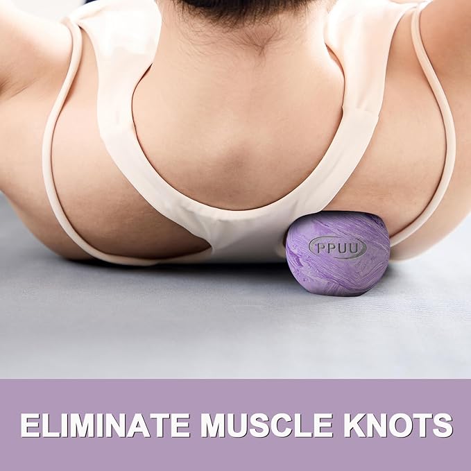 Massage Lacrosse Ball for Myofascial & Trigger Point Release, Muscle Knots, Yoga Therapy – Improves Joint Mobility & Relieves Pain – Shoulder, Back, Plantar Fascia, HIPS – 2.5-Inch Purple-02 Rubber