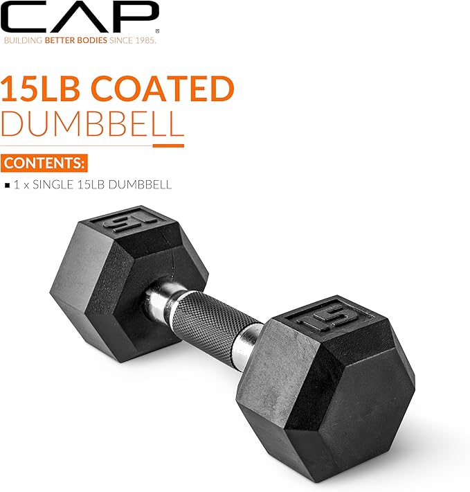 CAP Barbell Coated Hex Dumbbell Weight - Single | 10-120 lbs | Multiple Options